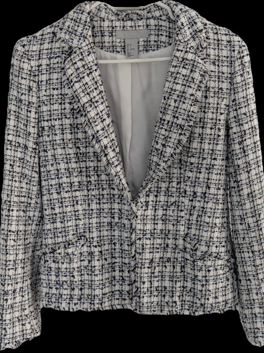 Superbe Veston Carrelé Bleu – Coupe Cintrée  lorsqu'attaché– Look Casual Chic